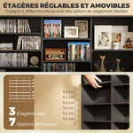 Meuble de rangement 1032 CDs / 594 DVDs, étagère multimédia, 24 compartiments et 18 étagères ajustables, noir