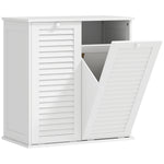 Meuble salle de bain avec panier à linge armoire salle de bain en bois portes persiennes 2 paniers 70 x 38 x 73 cm blanc