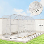 Serre de jardin tunnel 3 x 2 x 2 m 6 m² avec porte à charnières bâche en PE 150 g/m² pour Légumes Plantes Fleurs