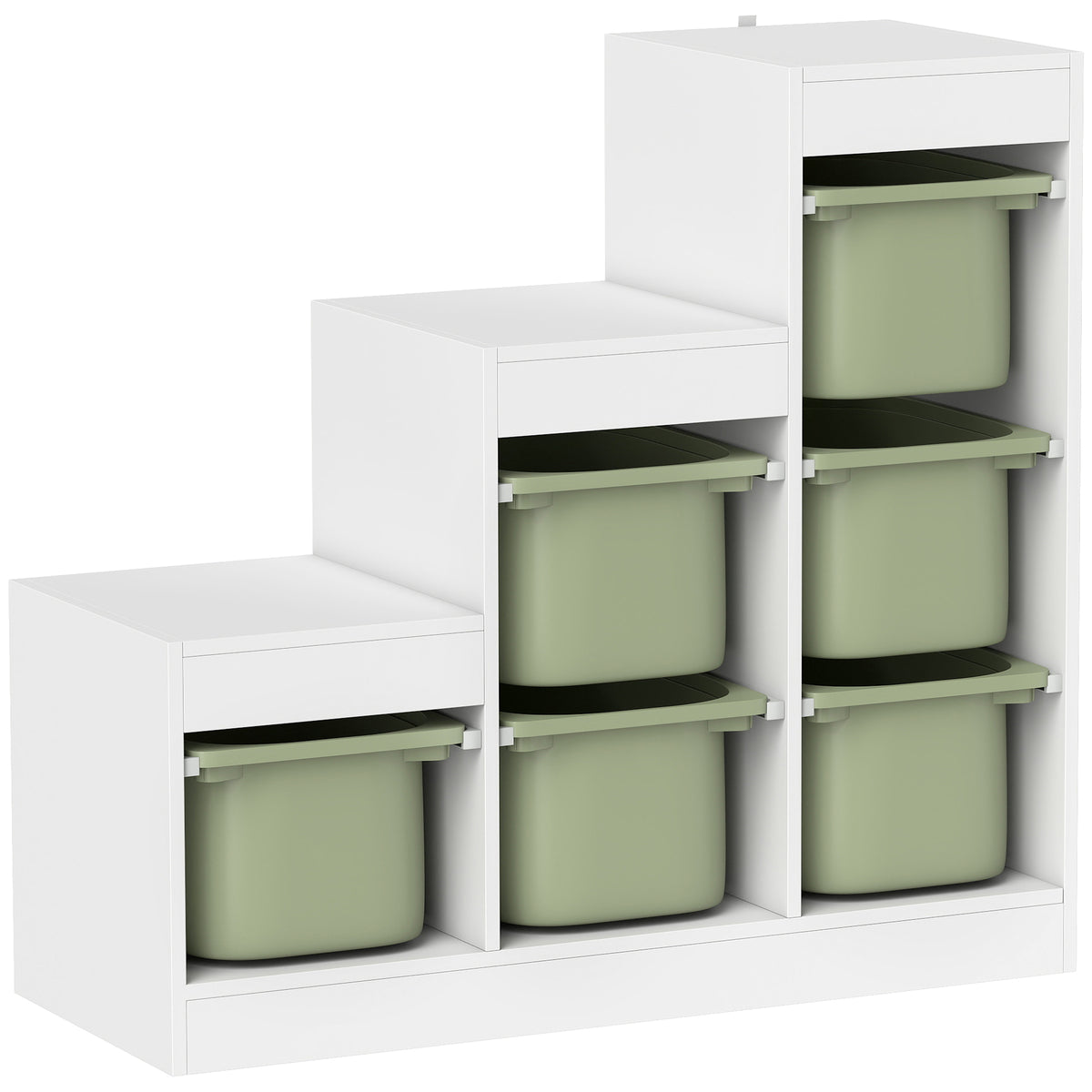 Meuble de rangement pour jouets des enfants avec 6 bacs amovibles, 3 niveaux de rangement, 96 x 38,5 x 90, vert