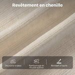 Chaise de Bureau Ergonomique en Chenille, Fonction Bascule, Accoudoirs Relevables, Hauteur Réglable, 70x67x108cm, Beige