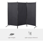 Paravent 3 panneaux dim. 2,53L x 0,5l x 1,82H m Store latéral Brise-Vue paravent sur Pied séparateur métal Polyester