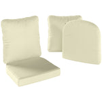 Ensemble de 2 coussins d'assise avec dossier, coussin d'assise et de dossier extérieur et intérieur, crème