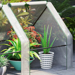 Mini Serre de Jardin mini serre tunnel 180L x 90l x 90H cm toit pointu Acier PE 140 g/m² Anti-UV fenêtres avec