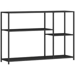 Mesa consola estrecha de 4 niveles estilo industrial con marco de acero, 110 x 30 x 75 cm, negro