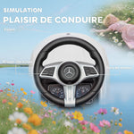 Porteur Enfants Mercedes-Benz sous Licence, Porteur Voiture à Pousser avec Poignée Amovible, 91 x 40 x 83 cm, Blanc