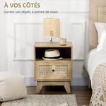 Table de chevet  table de nuit avec tiroir porte cannage et niche vintage 45 x 39 x 56,5 cm
