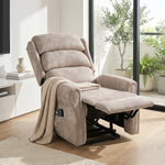 Fauteuil releveur électrique massage par vibrations et chaleur, fauteuil relax électrique en velours, 80x160x82cm, beige