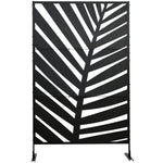Paravent séparateur de jardin balcon décoratif extérieur à motif végétal en acier 122 x 45 x 198 cm noir