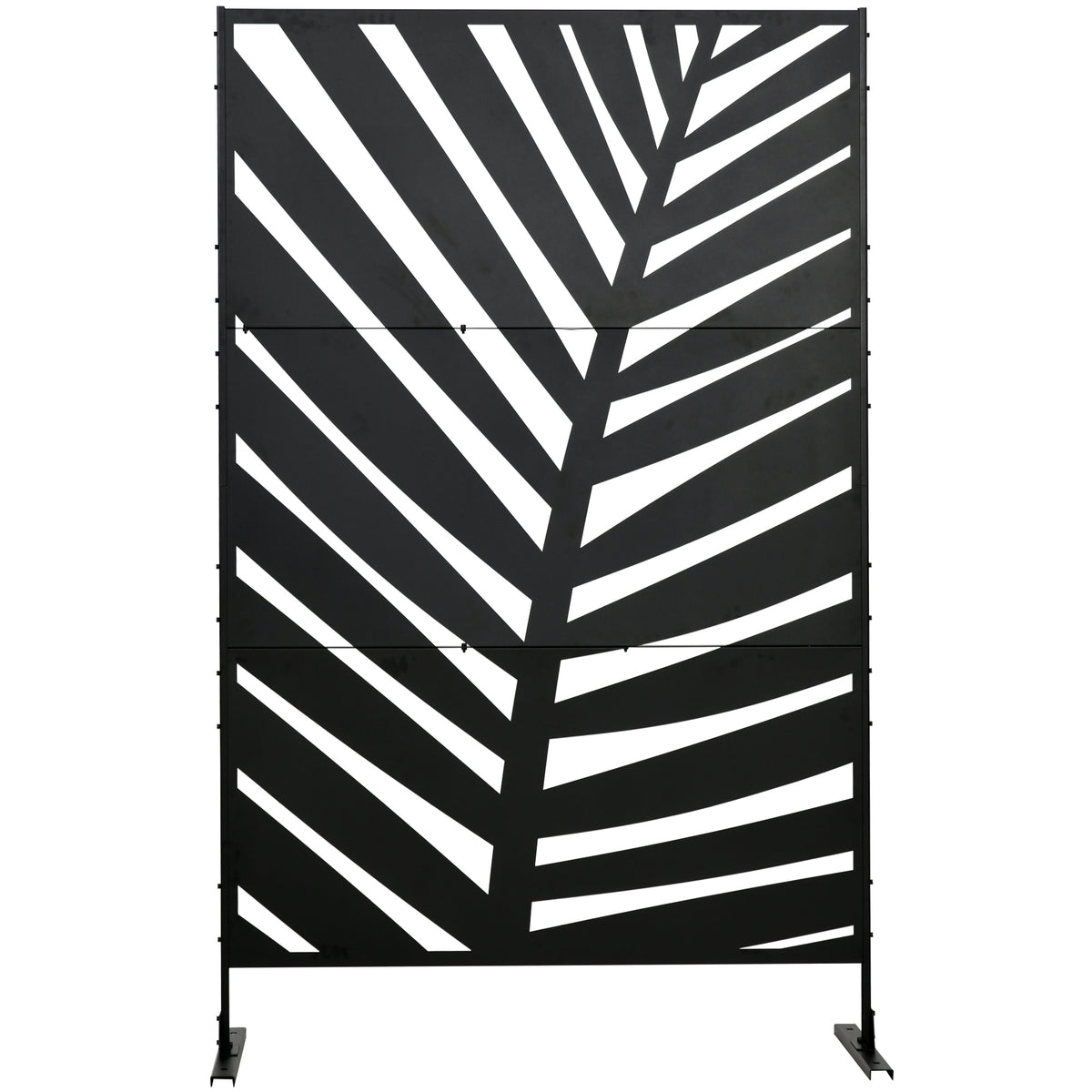 Paravent séparateur de jardin balcon décoratif extérieur à motif végétal en acier 122 x 45 x 198 cm noir