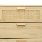Commode design bohème en rotin avec 6 tiroirs, meuble de rangement pour le salon, le couloir, l'entrée, chêne