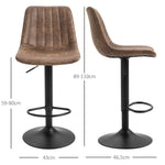 Lot de 2 tabourets de bar style vintage hauteur réglable pivotant avec repose-pied marron