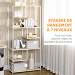 Bibliothèque étagère de rangement à 7 niveaux cadre en acier style industriel 83 x 34 x 180 cm chêne