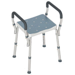 Tabouret de douche pour personnes âgées et handicapées avec accoudoirs, hauteur réglable, patins antidérapants, bleu