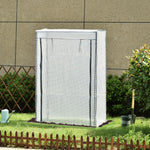 Serre de jardin, serre de balcon, bâche renforcée PE, châssis en acier, porte zippée enroulable, 100 x 50 x 150 cm blanc