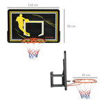Panier de basket mural panier de basket extérieur panneau incassable filet anti-déchirure 110 x 90 x 70 cm noir