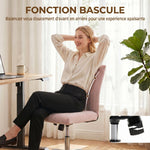Chaise de bureau sans accoudoirs, fauteuil de bureau, hauteur réglable et pivotant 360°, 43 x 56 x 89-99 cm, rose