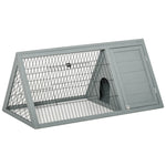Clapier triangulaire de sol enclos extérieur niche double porte convient aux lapins poules tortue terrestre dim. 116L x 62,2l x 52,5H cm bois massif pin gris