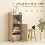 Meuble salle de bain, meuble de rangement étroit 4 niveaux, placard, compartiment ouvert, 40 x 31 x 104 cm, chêne jaune