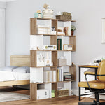 Bibliothèque à 5 niveaux, meuble de rangement en forme de S avec étagères, étagère de rangement blanc