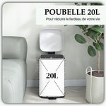 Poubelle de cuisine 20L avec couvercle à fermeture douce et pédale, seau intérieur amovible, 28L x 35l x 45H cm, blanc