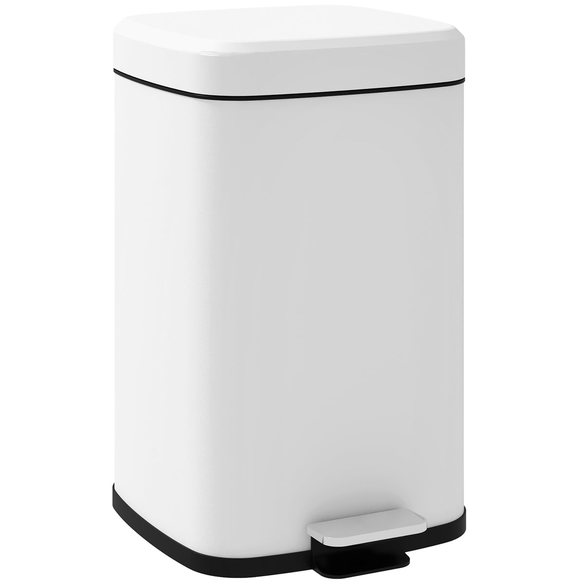 Poubelle de cuisine 20L avec couvercle à fermeture douce et pédale, seau intérieur amovible, 28L x 35l x 45H cm, blanc