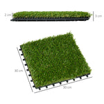 Gazon synthétique Artificiel Set de 10 Dalles Carreaux 30 x 30 cm épaisseur Confort 3 cm à emboîter Vert