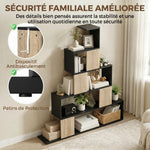 Étagère de rangement, bibliothèque géométrique à 5 niveaux, pour bureau, salon, chambre, noir et bois naturel