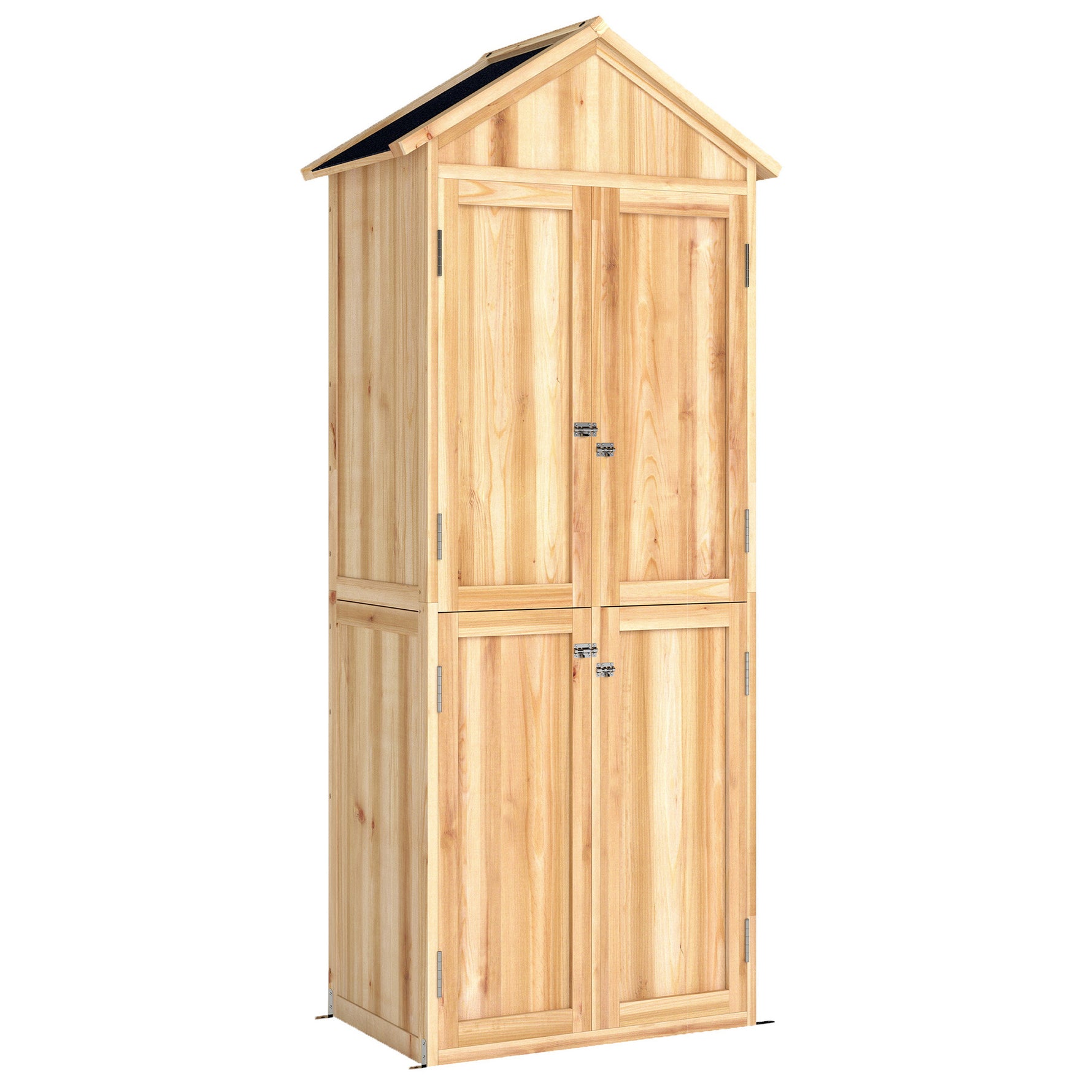 Armoire de Jardin en Bois Abri à Outils Rangement Extérieur Toit en Pointe en Asphalte 82x50x190cm Bois Naturel