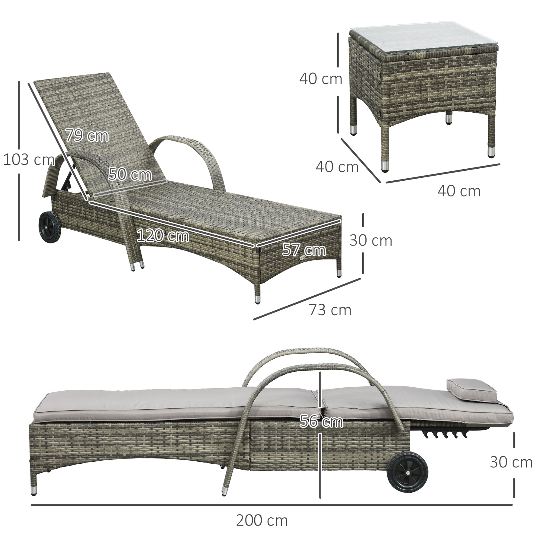 Lot de 2 transats bains de soleil : matelas, têtière, inclinaison réglable multipositions, accoudoirs