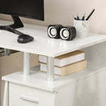 Bureau d'ordinateur, bureau informatique 120 x 55 cm avec plateau pour clavier, 3 tiroirs, pour chambre, domicile, blanc