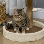 Arbre à chat griffoir grattoir en forme de patte 2 plateformes et un pompon suspendu hauteur 44 cm marron