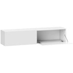 Meuble TV suspendu pour téléviseur jusqu'à 45 55 65 pouces avec 2 placards à portes, 140 x 33 x 29,8 cm, blanc