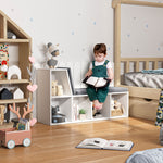 Bibliothèque banc 2 en 1 avec 5 compartiments de rangement et 2 coussins 108 x 30 x 60 cm blanc gris