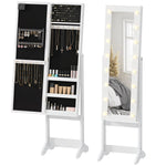 Armoire à bijoux armoire de rangement sur pieds boîte à bijoux avec miroir multi-rangements éclairage LED blanc