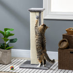 Griffoir pour chat poteau griffoir chat en sisal et peluche, boule suspendue base stable 41 x 41 x 81 cm gris et crème