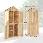 Armoire de Jardin en Bois Abri à Outils Rangement Extérieur Toit en Pointe en Asphalte 82x50x190cm Bois Naturel