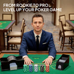 Pokerkoffer Komplettes Poker-Set 300 Jetons, Spielkarten, Würfel, Dealer-Button, Spielmatte, Schlüssel, ABS-Gehäuse, Silber