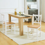 Lote de 2 sillas de comedor de madera maciza, silla de cocina estilo rústico con respaldo cruzado, color blanco y roble