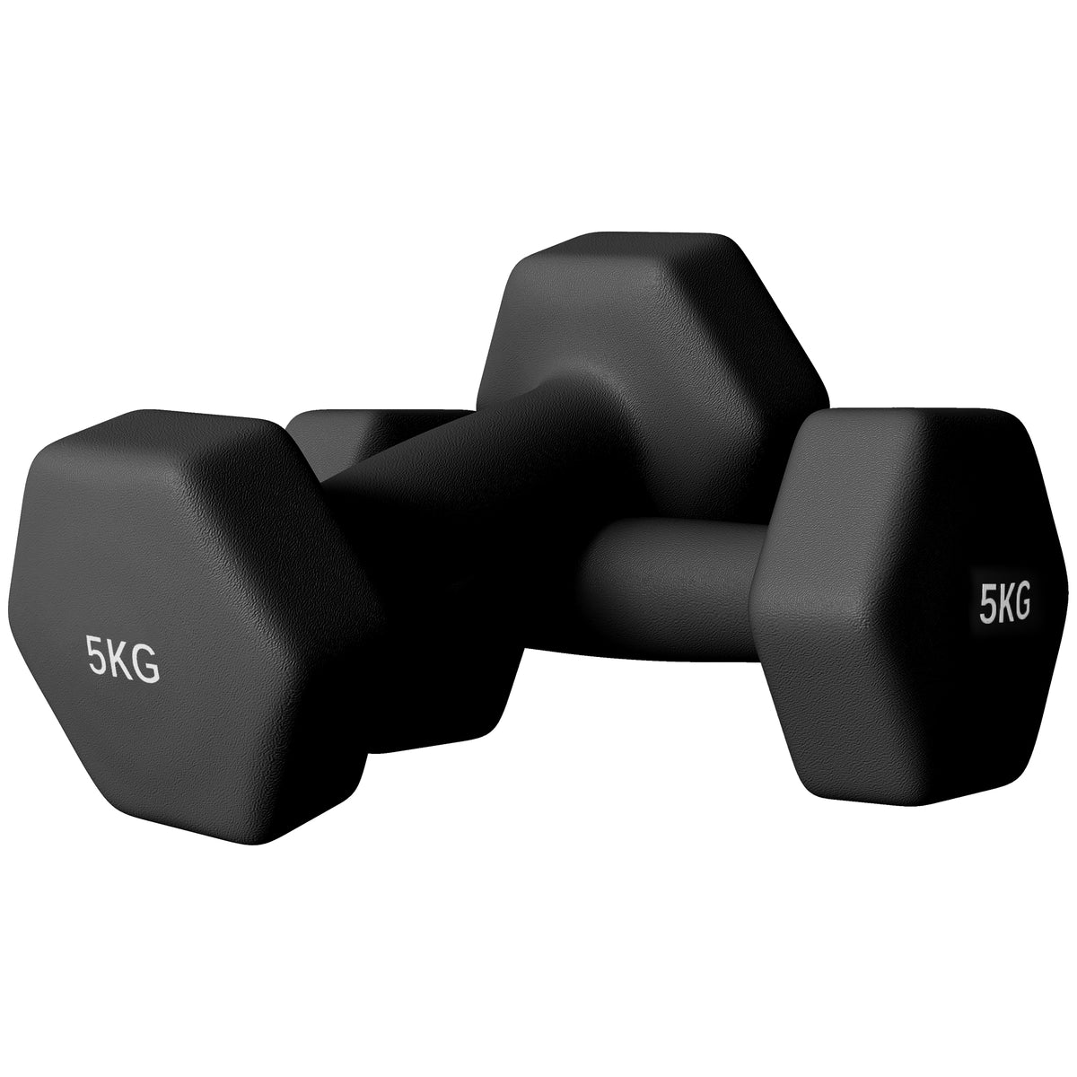 Lot de 2 haltères hexagonales avec poignée antidérapante pour l'entraînement à la maison, 2 x 5kg, noir
