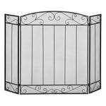Grille de Protection pour cheminée - Pare-feu Large pour cheminée ou poêle - Pare-étincelles - barrière de sécurité - 3 Volets Pliables - Acier métal Noir