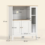 Meuble armoire micro-ondes pour cuisine avec 1 niche, 3 portes passe-câbles 80 x 35 x 97 cm blanc et aspect bois
