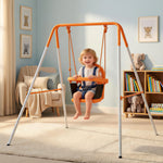 Balançoire portique pour enfants de 6 à 36 mois capacité de charge de 25 Kg en acier hauteur 122 cm orange