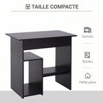 Bureau d'ordinateur, bureau avec rangement, plateau pour clavier et support de moniteur, 80 x 45 x 75 cm, noir