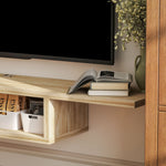 Meuble TV mural flottant suspendu support TV - étagère murale flottante - niche, passe-fils - chêne clair