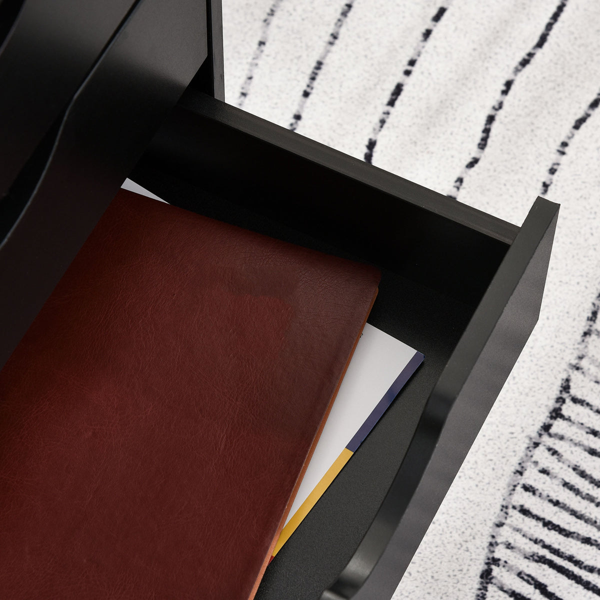 Caisson bureau mobile, meuble rangement bureau sur roulettes, 5 tiroirs, 40 x 40 x 67 cm, noir