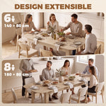 Tavolo da pranzo allungabile per 4-6 persone, 140-180 cm, tavolo da cucina ovale con bordi arrotondati, rovere