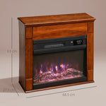 Cheminée électrique 1000W/2000W, fausse cheminée effet flamme 3D à 6 couleurs et 3 luminosités, 68,5x27,5x63cm, marron-2