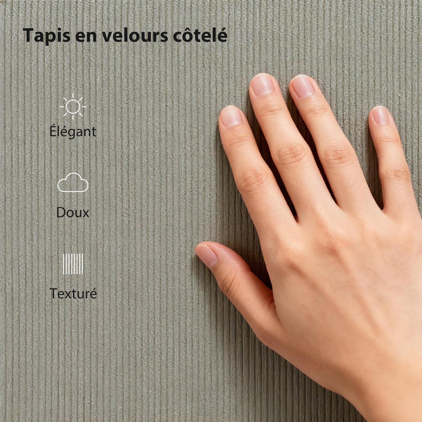 Cadre de lit 140 x 190 cm avec sommier à lattes en bois, lit double rembourré en velours côtelé, gris