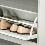 Meuble à chaussures avec 2 tiroirs rabattables étagère réglable + 1 tiroir  jusqu'à 16 paires 70L x 29l x 92H Blanc